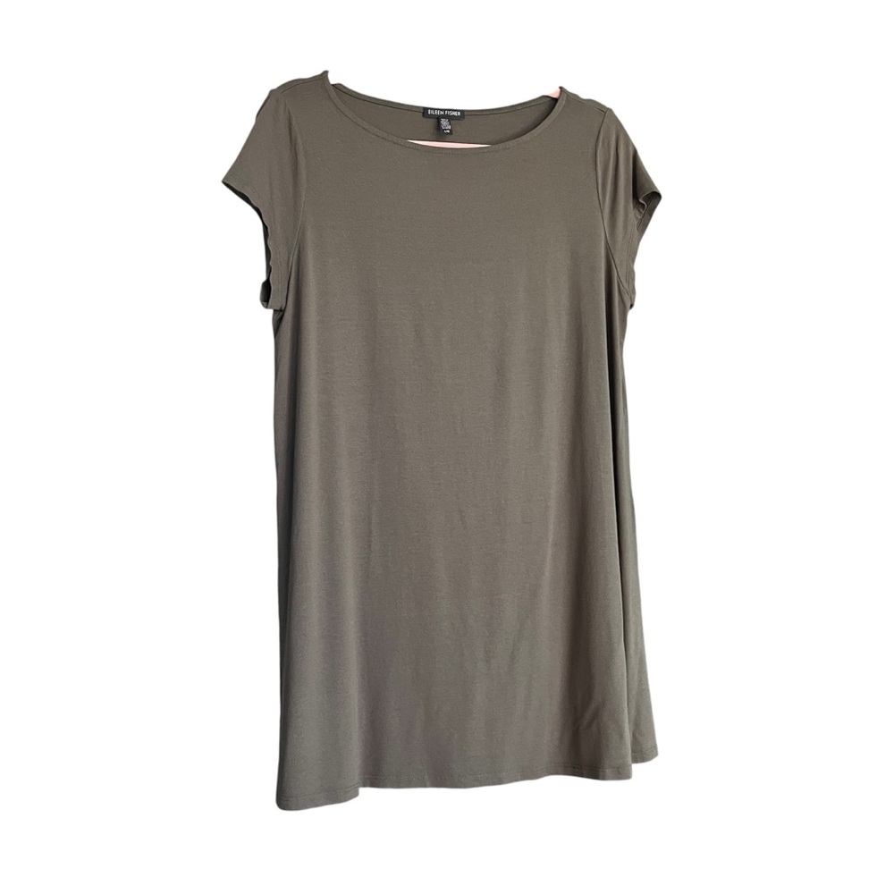 Casual Olive Green Short Sleeve Women’s Tunic Eileen FISHER